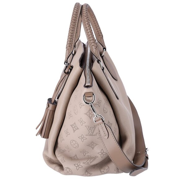 Louis Vuitton Haumea Mahina Satchel Handbag M55031 Galet Grey Leather Tassel - Picture 6 of 17
